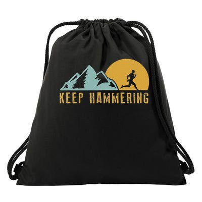 Keep Hammering Hiking Mountain Trail Running Drawstring Bag