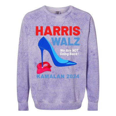 Kamala Harris Heels Stepping On Red Maga Hat Colorblast Crewneck Sweatshirt