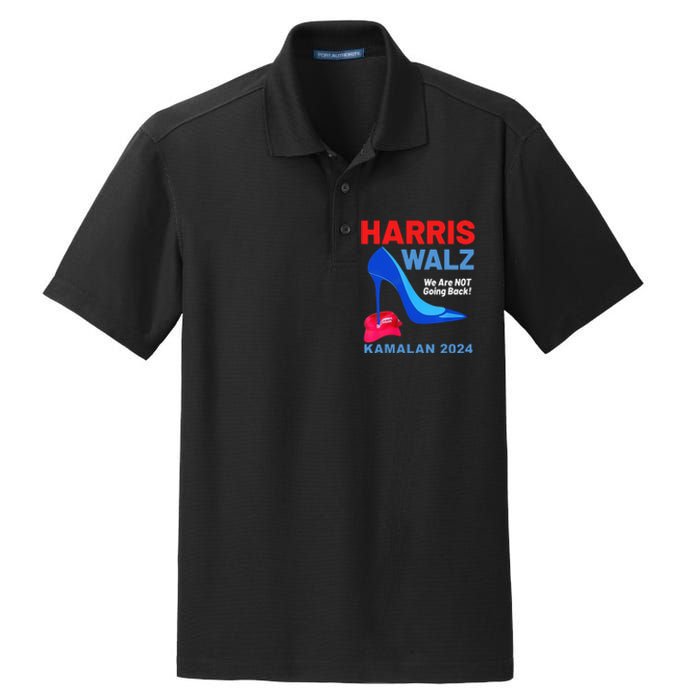 Kamala Harris Heels Stepping On Red Maga Hat Dry Zone Grid Polo