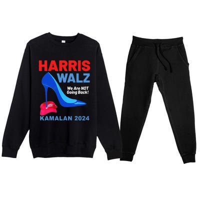 Kamala Harris Heels Stepping On Red Maga Hat Premium Crewneck Sweatsuit Set