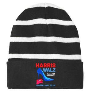 Kamala Harris Heels Stepping On Red Maga Hat Striped Beanie with Solid Band