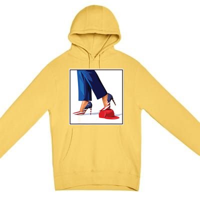 Kamala Harris Heels Stepping On Maga Red Hat Premium Pullover Hoodie