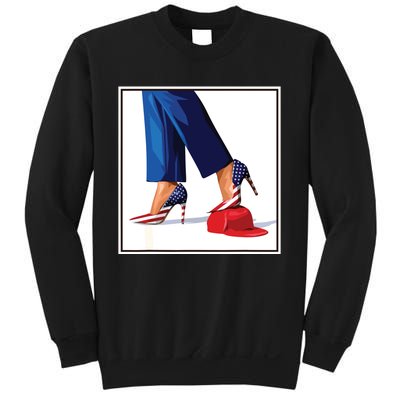 Kamala Harris Heels Stepping On Maga Red Hat Sweatshirt