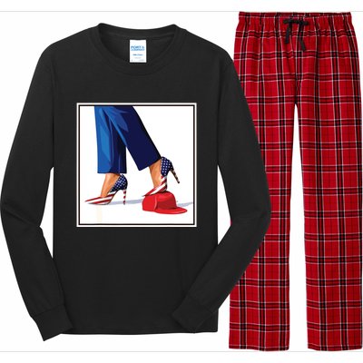 Kamala Harris Heels Stepping On Maga Red Hat Long Sleeve Pajama Set