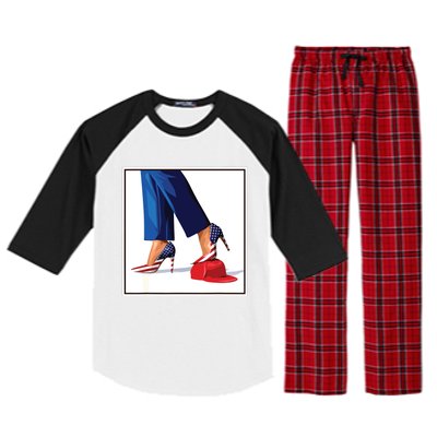 Kamala Harris Heels Stepping On Maga Red Hat Raglan Sleeve Pajama Set