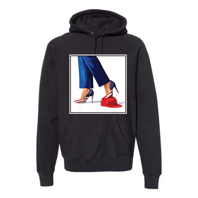 Kamala Harris Heels Stepping On Maga Red Hat Premium Hoodie