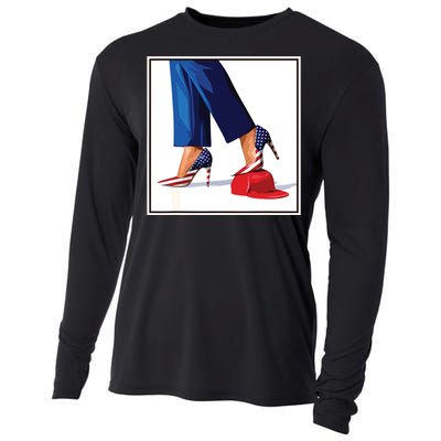 Kamala Harris Heels Stepping On Maga Red Hat Cooling Performance Long Sleeve Crew