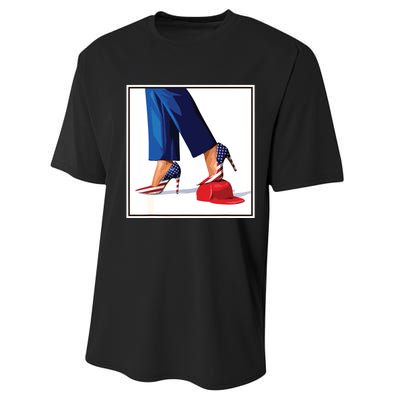 Kamala Harris Heels Stepping On Maga Red Hat Performance Sprint T-Shirt