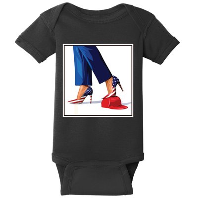 Kamala Harris Heels Stepping On Maga Red Hat Baby Bodysuit