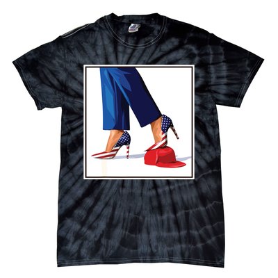 Kamala Harris Heels Stepping On Maga Red Hat Tie-Dye T-Shirt