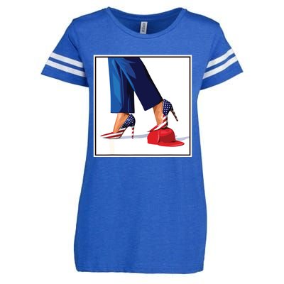 Kamala Harris Heels Stepping On Maga Red Hat Enza Ladies Jersey Football T-Shirt