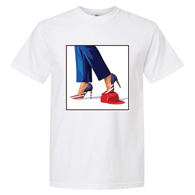 Kamala Harris Heels Stepping On Maga Red Hat Garment-Dyed Heavyweight T-Shirt