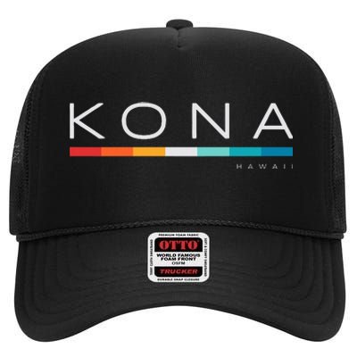 Kona Hawaii Hi Retro Design High Crown Mesh Back Trucker Hat