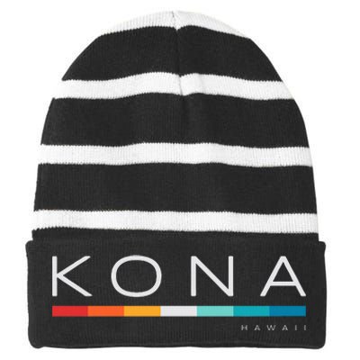 Kona Hawaii Hi Retro Design Striped Beanie with Solid Band