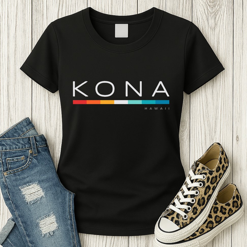 Kona Hawaii Hi Retro Design Womens T-Shirt