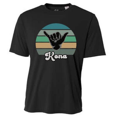 Kona Hawaii HI Retro Shaka Vintage Surfer Surfing Hang Loose Cooling Performance Crew T-Shirt