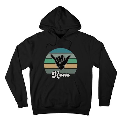 Kona Hawaii HI Retro Shaka Vintage Surfer Surfing Hang Loose Hoodie