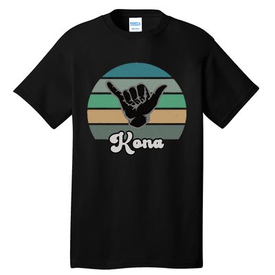 Kona Hawaii HI Retro Shaka Vintage Surfer Surfing Hang Loose Tall T-Shirt