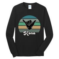 Kona Hawaii HI Retro Shaka Vintage Surfer Surfing Hang Loose Tall Long Sleeve T-Shirt