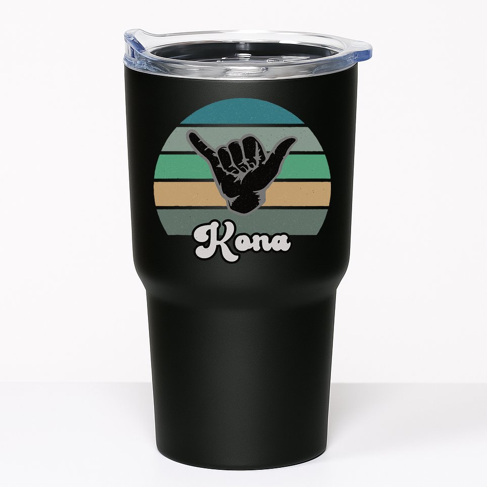 Kona Hawaii HI Retro Shaka Vintage Surfer Surfing Hang Loose Tumbler
