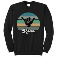 Kona Hawaii HI Retro Shaka Vintage Surfer Surfing Hang Loose Tall Sweatshirt