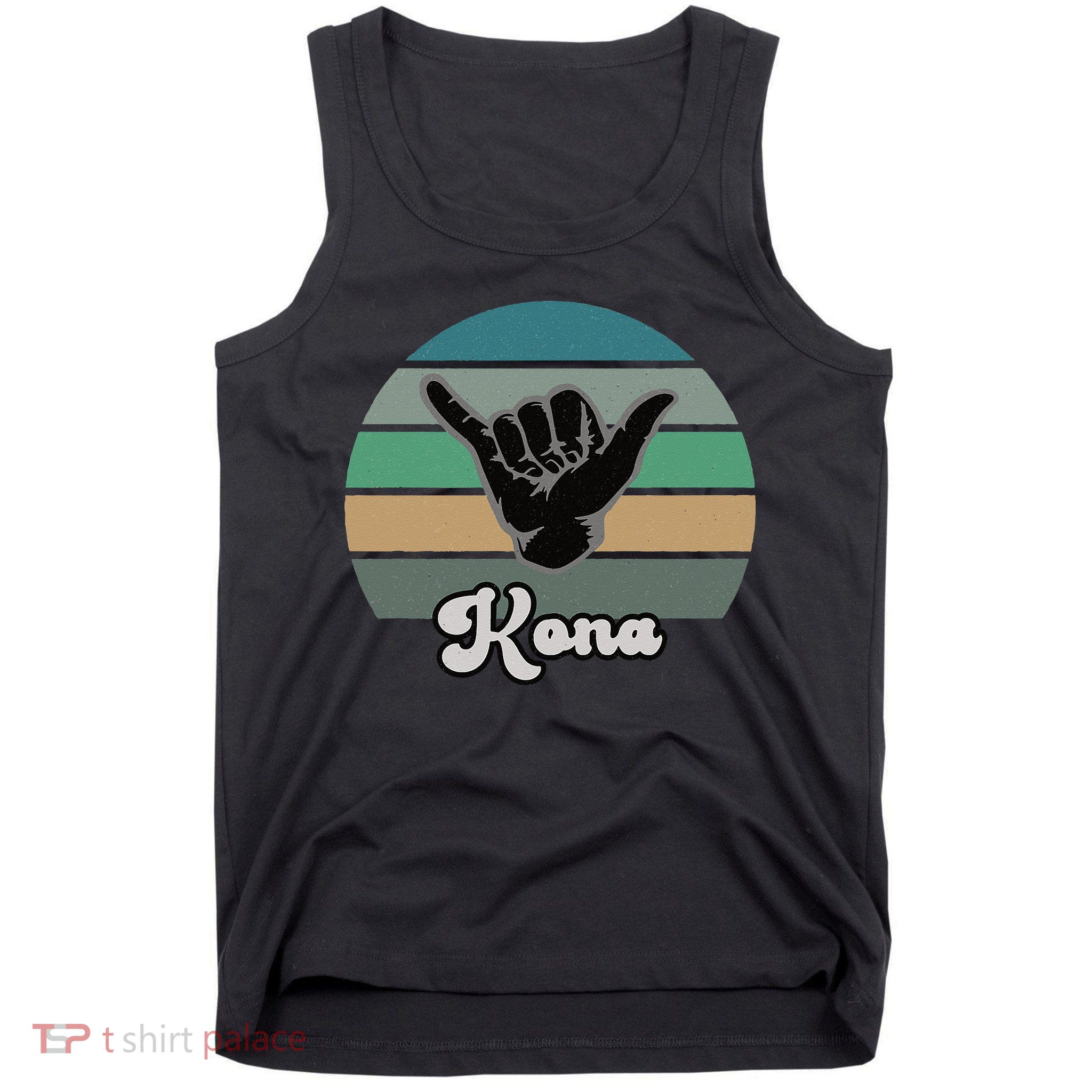Kona Hawaii HI Retro Shaka Vintage Surfer Surfing Hang Loose Tank Top