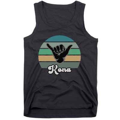 Kona Hawaii HI Retro Shaka Vintage Surfer Surfing Hang Loose Tank Top