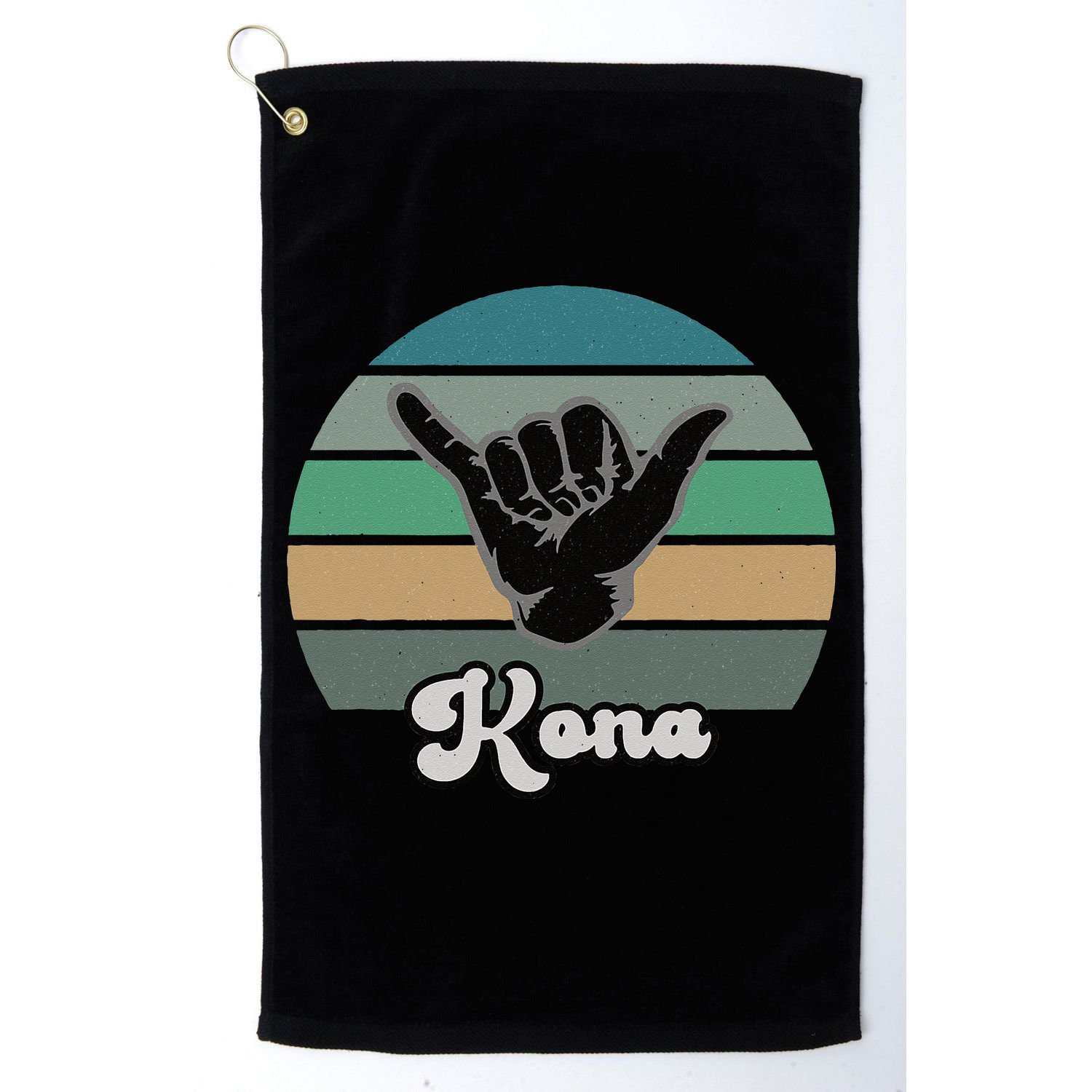 Kona Hawaii HI Retro Shaka Vintage Surfer Surfing Hang Loose Golf Towel