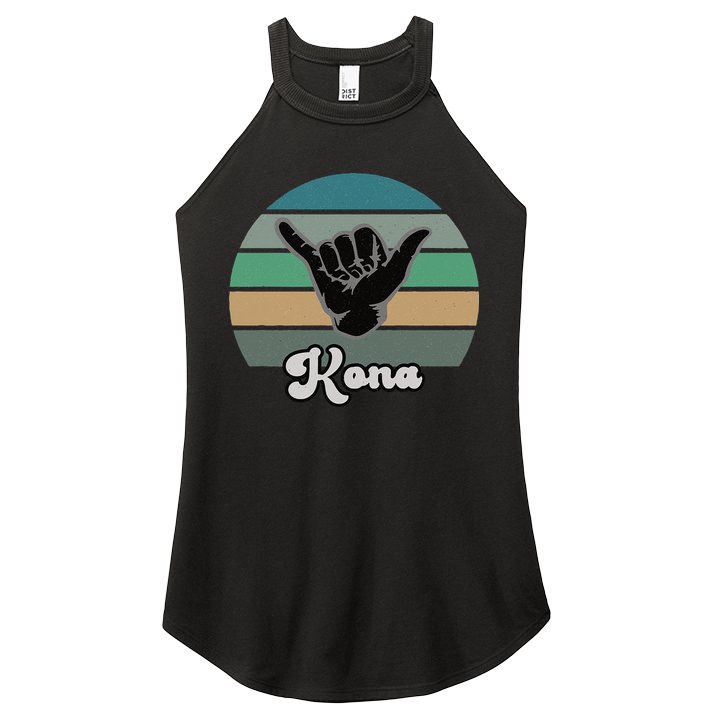 Kona Hawaii HI Retro Shaka Vintage Surfer Surfing Hang Loose Women's Perfect Tri Rocker Tank