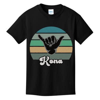 Kona Hawaii HI Retro Shaka Vintage Surfer Surfing Hang Loose Kids T-Shirt