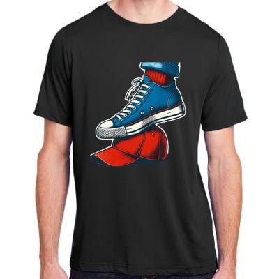 Kamala Harris High Heels Stepping On Red Maga Hat Adult ChromaSoft Performance T-Shirt