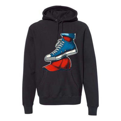 Kamala Harris High Heels Stepping On Red Maga Hat Premium Hoodie