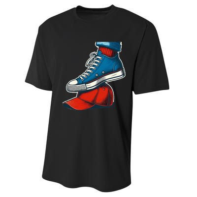 Kamala Harris High Heels Stepping On Red Maga Hat Performance Sprint T-Shirt