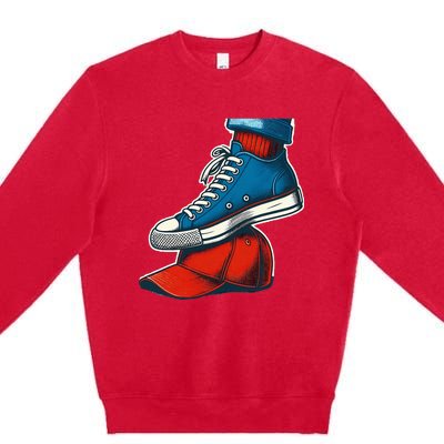 Kamala Harris High Heels Stepping On Red Maga Hat Premium Crewneck Sweatshirt