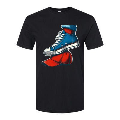 Kamala Harris High Heels Stepping On Red Maga Hat Softstyle CVC T-Shirt