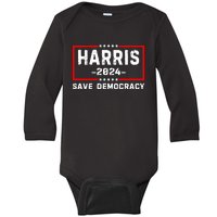 Kamala Harris Harris 2024 Us Flag Democratic President Baby Long Sleeve Bodysuit