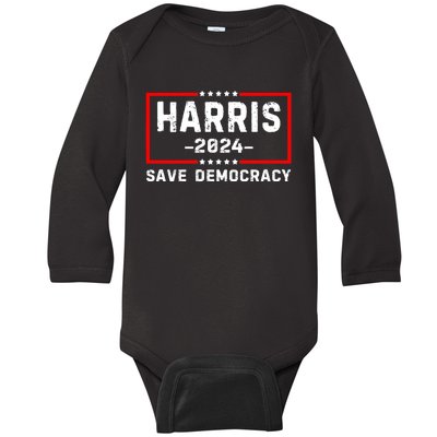 Kamala Harris Harris 2024 Us Flag Democratic President Baby Long Sleeve Bodysuit