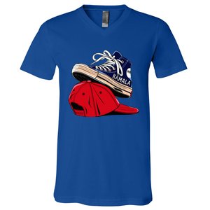 Kamala Harris High Heel Shoes Stepping On Red Hat V-Neck T-Shirt