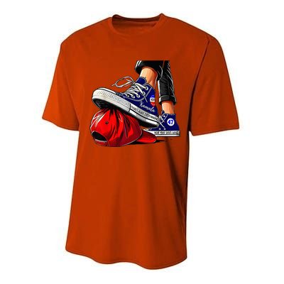 Kamala Harris High Heels Stepping On Red Maga Performance Sprint T-Shirt