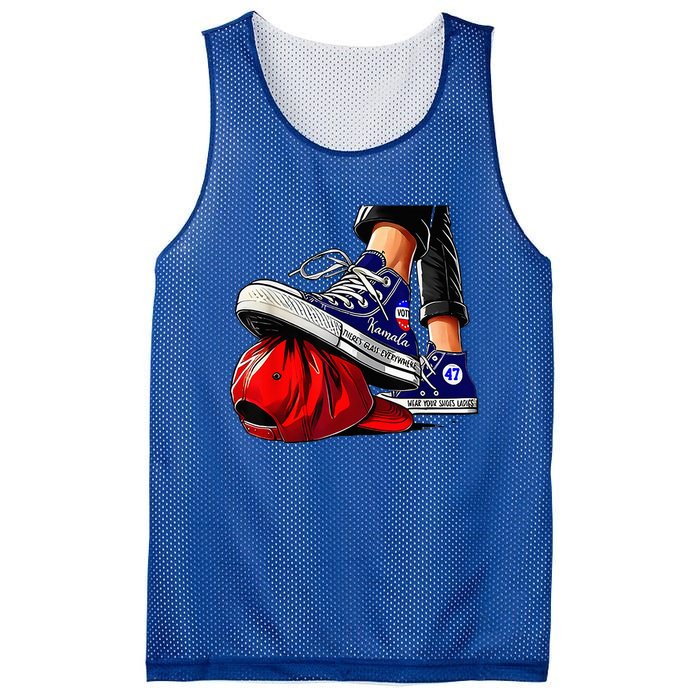 Kamala Harris High Heels Stepping On Red Maga Mesh Reversible Basketball Jersey Tank