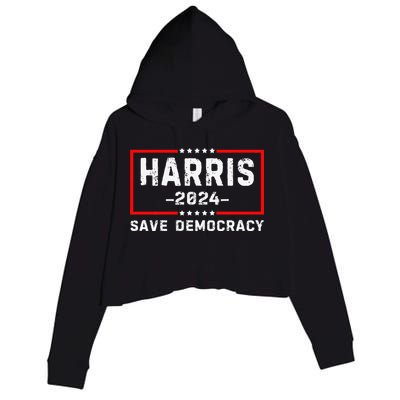 Kamala Harris Harris 2024 Us Flag Democratic President Crop Fleece Hoodie