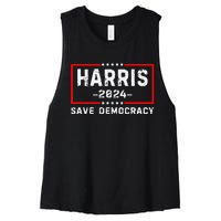 Kamala Harris Harris 2024 Us Flag Democratic President Women's Racerback Cropped Tank