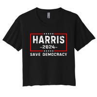 Kamala Harris Harris 2024 Us Flag Democratic President Women's Crop Top Tee