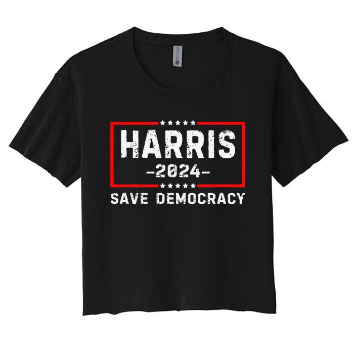 Kamala Harris Harris 2024 Us Flag Democratic President Women's Crop Top Tee