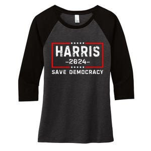 Kamala Harris Harris 2024 Us Flag Democratic President Women's Tri-Blend 3/4-Sleeve Raglan Shirt