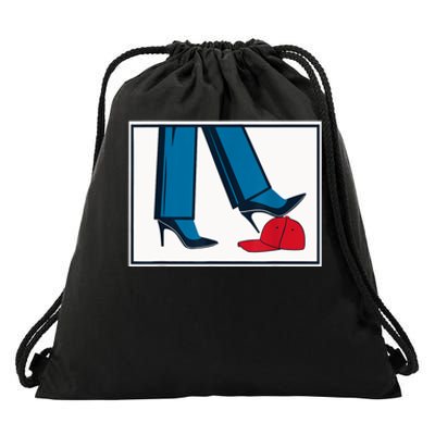 Kamala Harris Heels Stepping On Maga Hat Drawstring Bag