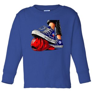 Kamala Harris High Heels Stepping On Red Maga Toddler Long Sleeve Shirt