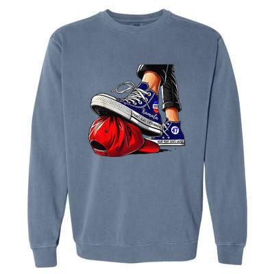 Kamala Harris High Heels Stepping On Red Maga Hat Gift Garment-Dyed Sweatshirt