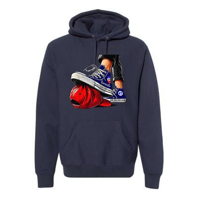 Kamala Harris High Heels Stepping On Red Maga Hat Gift Premium Hoodie