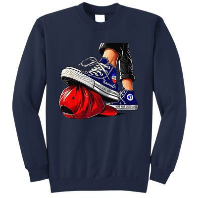 Kamala Harris High Heels Stepping On Red Maga Hat Gift Tall Sweatshirt